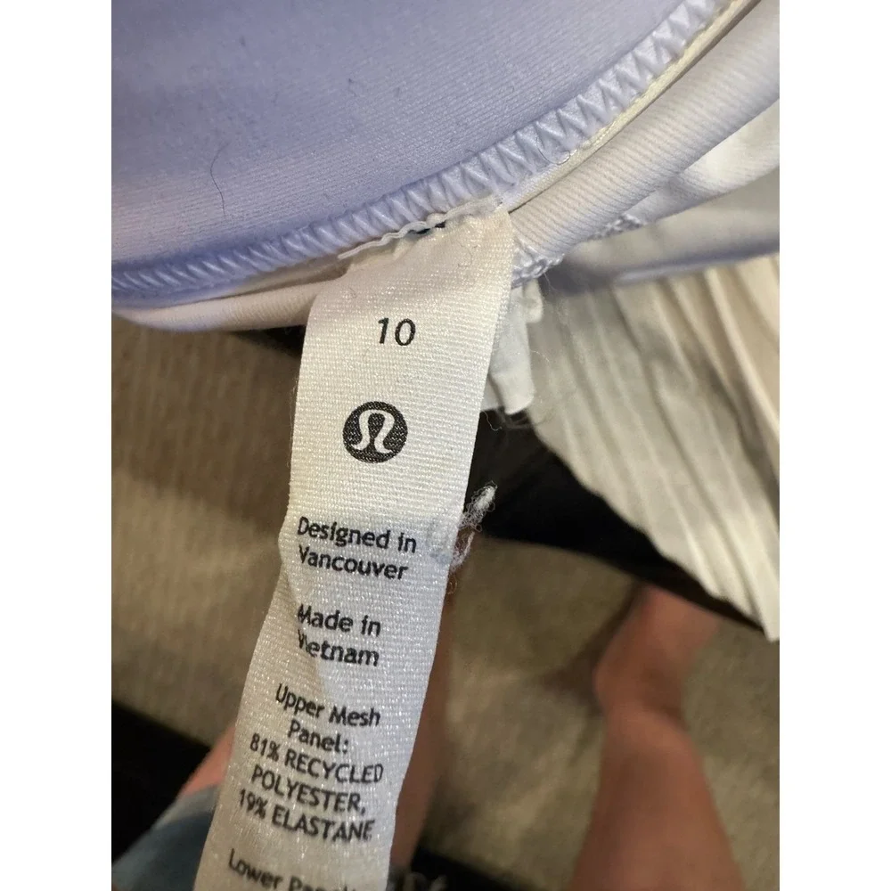 Lululemon Tiered Pleated HR Tennis Skirt White Athletic Skort 10 (G1)